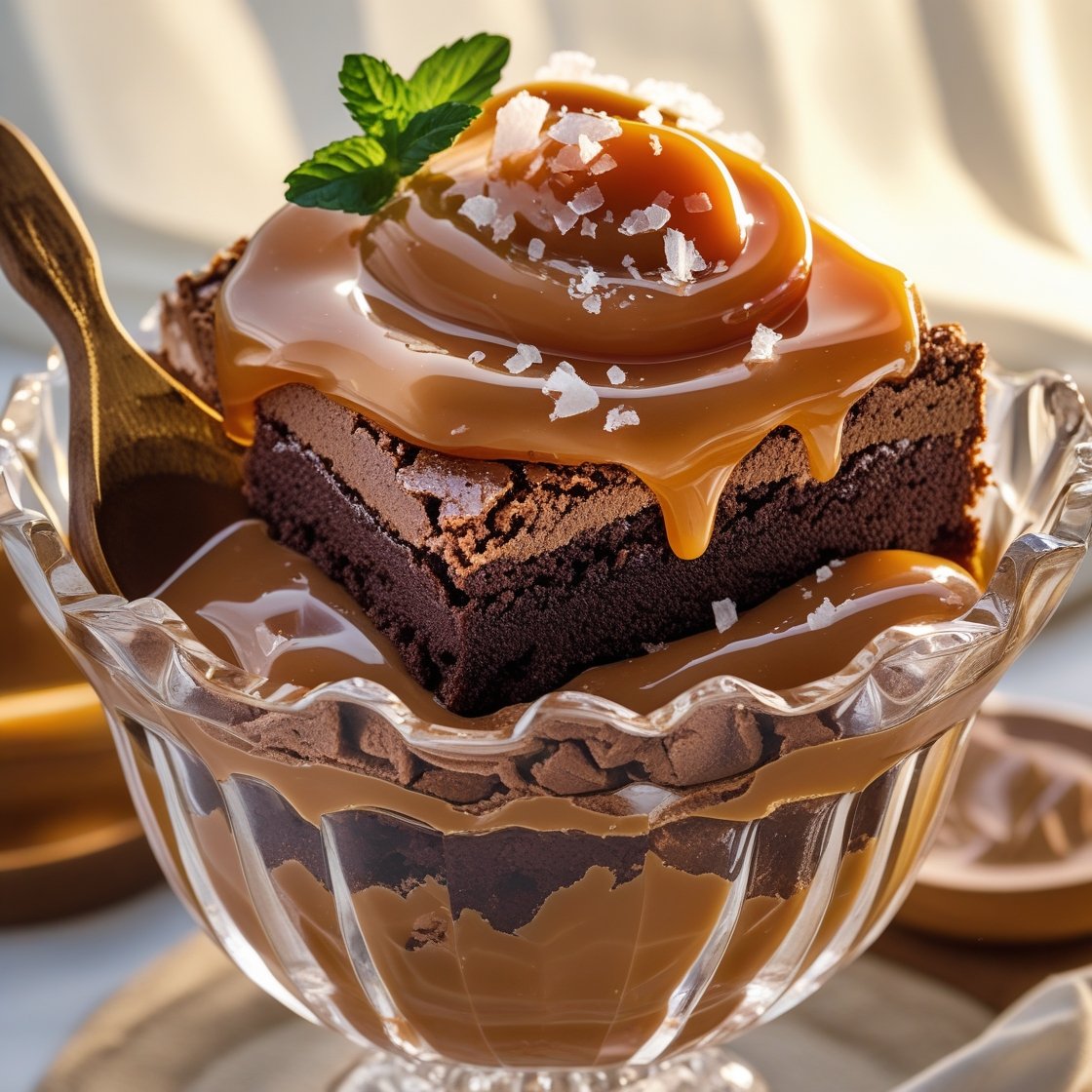 Ultimate Salted Caramel Fudge Brownie Trifle