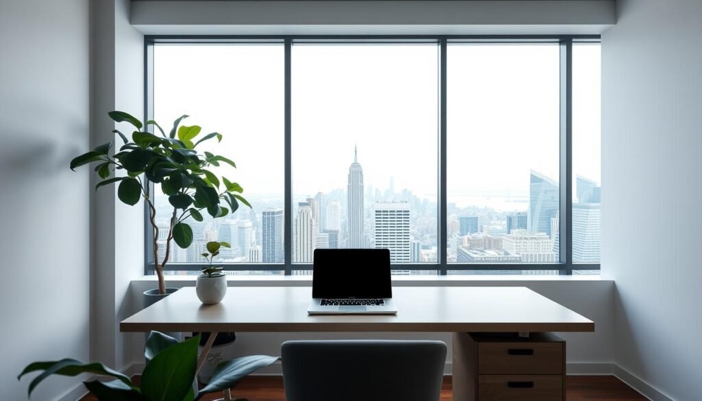 A serene digital workspace with a floating laptop, a minimalist desk, and a lush plant in the foreground. A large window in the middle ground offers a panoramic view of a bustling city skyline. The lighting is soft and diffused, creating a calming atmosphere. The scene conveys a sense of effortless digital productivity and passive income generation, inviting the viewer to envision their own thriving online business. A serene digital workspace with a floating laptop, a minimalist desk, and a lush plant in the foreground. A large window in the middle ground offers a panoramic view of a bustling city skyline. The lighting is soft and diffused, creating a calming atmosphere. The scene conveys a sense of effortless digital productivity and passive income generation, inviting the viewer to envision their own thriving online business.