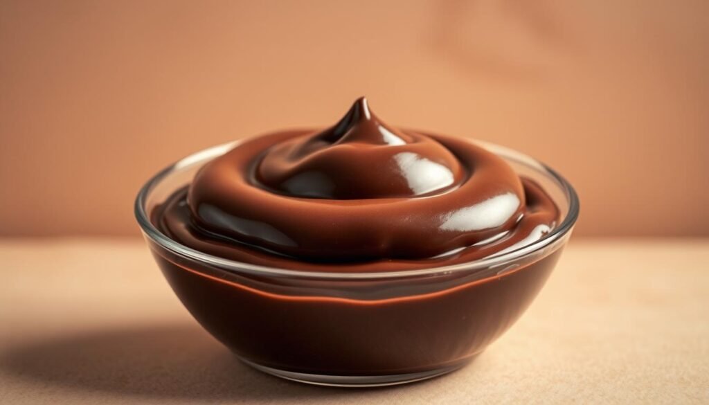 A rich, decadent chocolate pudding rests in a shallow glass bowl, its surface glossy and inviting. Thick, velvety swirls of chocolate glisten under a warm, soft lighting, casting gentle shadows that accentuate its creamy texture. The background is a muted, neutral tone, allowing the pudding to be the focal point. The composition is balanced, with the bowl positioned slightly off-center, creating a sense of elegant simplicity. The overall mood is indulgent and comforting, evoking the irresistible allure of a homemade, homestyle dessert. A rich, decadent chocolate pudding rests in a shallow glass bowl, its surface glossy and inviting. Thick, velvety swirls of chocolate glisten under a warm, soft lighting, casting gentle shadows that accentuate its creamy texture. The background is a muted, neutral tone, allowing the pudding to be the focal point. The composition is balanced, with the bowl positioned slightly off-center, creating a sense of elegant simplicity. The overall mood is indulgent and comforting, evoking the irresistible allure of a homemade, homestyle dessert.