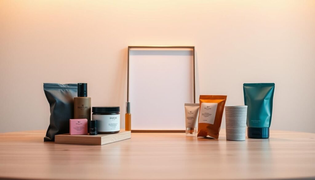 An elegant online store display showcasing a product bundling strategy. In the foreground, a tastefully arranged set of complementary products, each with distinct colors and textures, resting on a sleek, minimalist wooden surface. Soft, warm lighting casts gentle shadows, creating a inviting ambiance. In the middle ground, a simple, geometric frame provides a focal point, hinting at the cohesive branding and design of the bundle. The background features a subtle, out-of-focus backdrop, allowing the products to take center stage. The overall composition conveys a sense of curation, value, and the thoughtful packaging of a compelling online merchant offering. An elegant online store display showcasing a product bundling strategy. In the foreground, a tastefully arranged set of complementary products, each with distinct colors and textures, resting on a sleek, minimalist wooden surface. Soft, warm lighting casts gentle shadows, creating a inviting ambiance. In the middle ground, a simple, geometric frame provides a focal point, hinting at the cohesive branding and design of the bundle. The background features a subtle, out-of-focus backdrop, allowing the products to take center stage. The overall composition conveys a sense of curation, value, and the thoughtful packaging of a compelling online merchant offering.