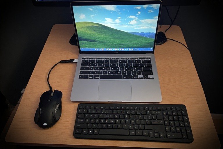 Compact laptop setup for small spaces