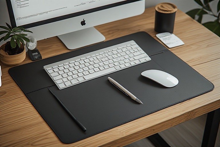 Minimalist desk mat setup defining clean workspace