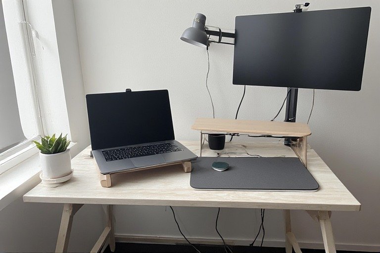 Minimalist IKEA laptop desk setup