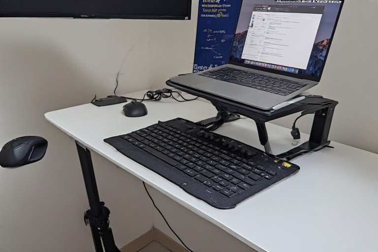 Minimalist single monitor laptop desk setup