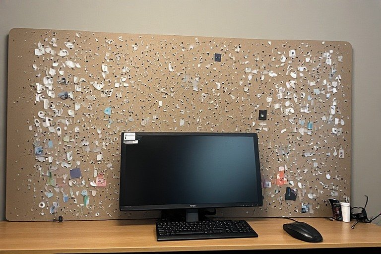 Pegboard organization wall above desk