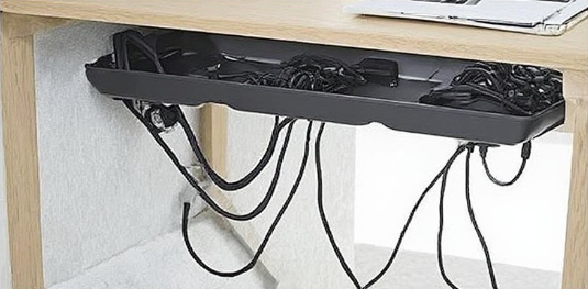 Under-desk cable tray for clean cable management