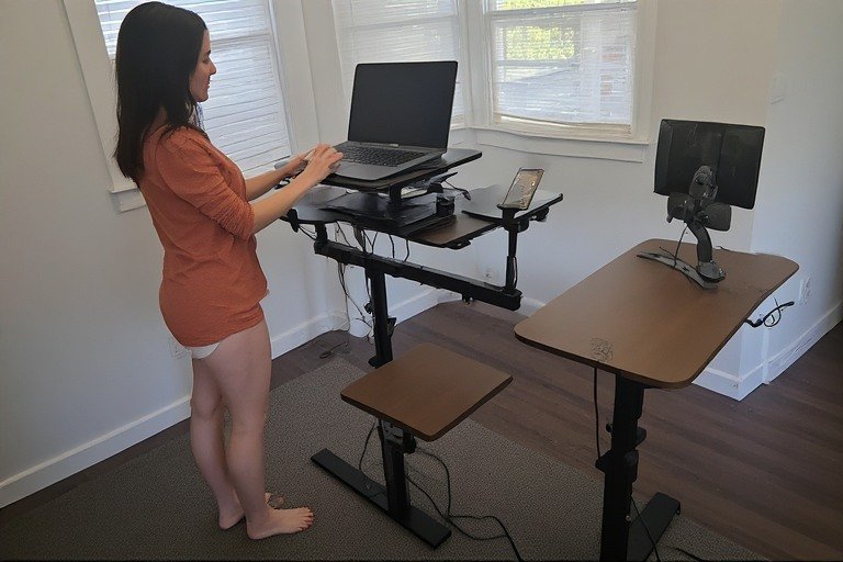 Standing desk laptop setup