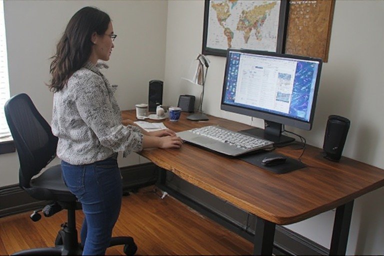 Standing desk clean workspace setup