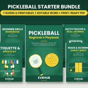 Pickleball Starter Bundle: Beginner's Playbook, Cheat Sheet, 30-Day Planner, Drills Workbook and More (Printable PDF)