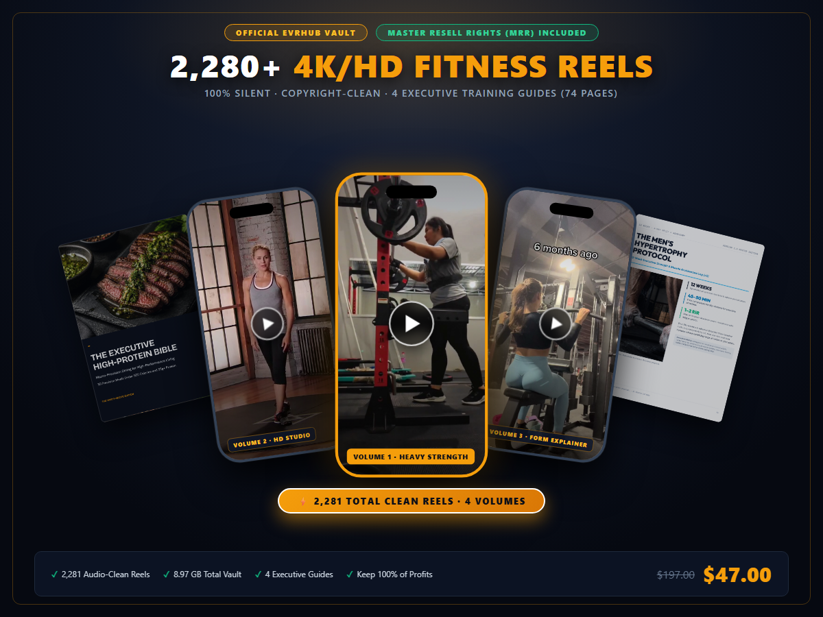 Turnkey Fitness Empire Master Suite: 2,281 HD Video Reels & 4 Executive Training Guides (Commercial MRR License)