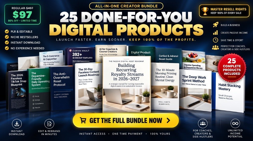 25 Done-For-You Digital Products — All-In-One Creator Bundle 2026-2027 Edition